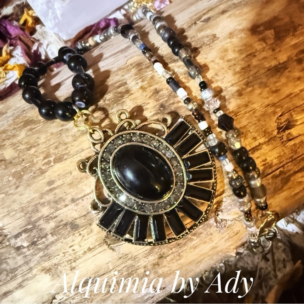 Alquimia Black and Gold Statement Necklace